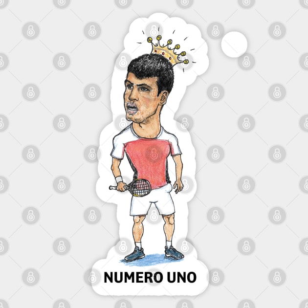 Carlos Alcaraz Numero Uno Caricature Sticker by dizzycat-biz